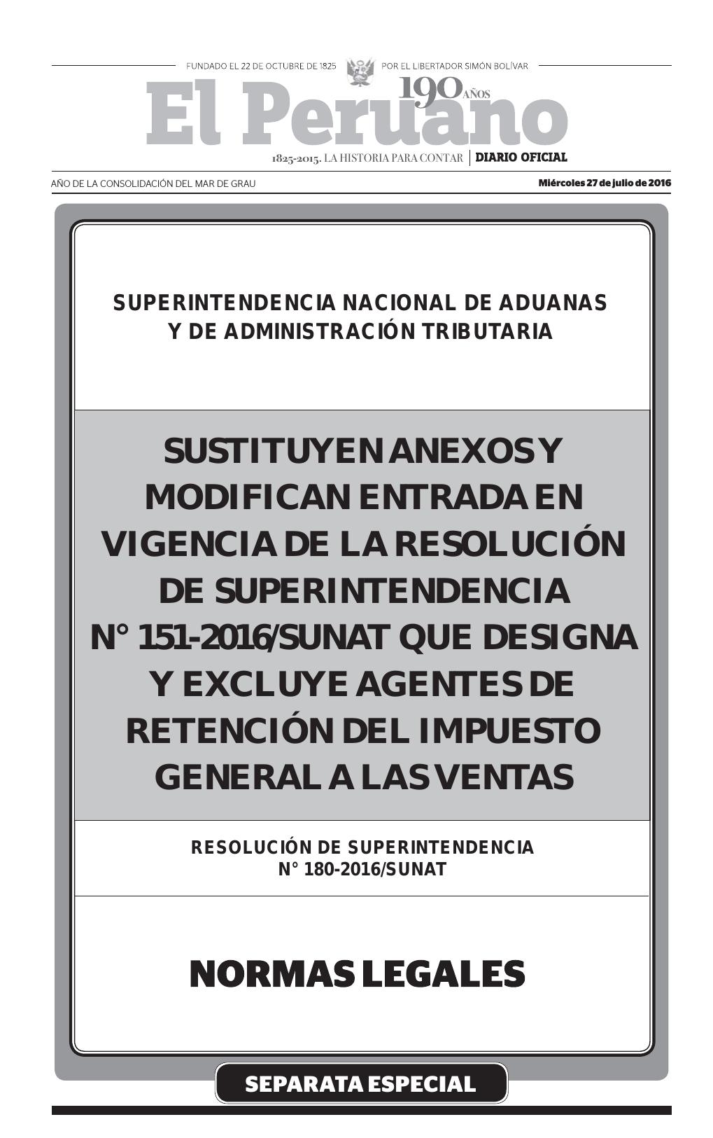 Sustituyen Anexos Y Modifican Entrada En Vigencia De La Resolución De